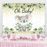 Lofaris Gold And Green Leaves Lovely Koala Baby Shower Backdrop
